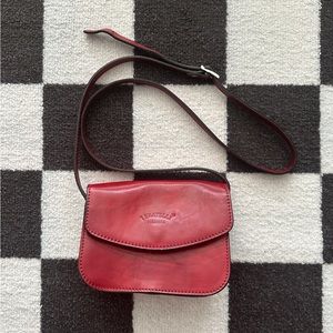 Genuine leather red crossbody bag